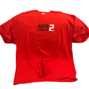 𝅺AFRO Samurai T-shirt.  Men’s 2XL.  Red.  Unisex.